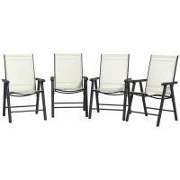 Outsunny 4-Piece Folding Chair Set for Relaxing on Patio Balcony Garden, Comfortable Outdoor Furniture with Armrests, Beige(m-2)