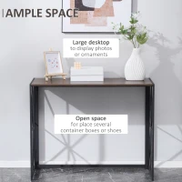 HOMCOM Folding Console Table, Industrial Sofa Table, Narrow Farmhouse Table with Metal Frame for Living Room, Entryway, Foyer, Brown(m-5)