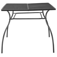 Outsunny 59" Outdoor Dining Table, Metal Frame Rectangular Patio Table for 6 with Mesh Tabletop for Garden, Backyard and Lawn, Black(m-7)