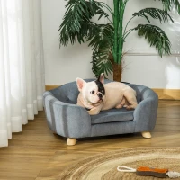 PawHut Miniature Dog / Cat Couch w/ Washable and Removable Cushion, Waterproof Cover, Gray(m-2)