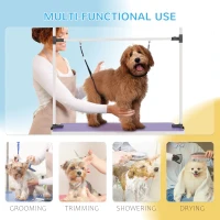 PawHut Adjustable Dog Grooming Table with 2 Safety Slings, Storage Basket, Purple(m-7)