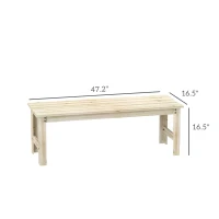 Outsunny 2-Seat Wood Garden Bench, Patio Bench Outdoor Bench with Slatted Seat, Backless Front Porch Bench for Park, Garden, Poolside, Deck, Nature Wood(m-3)