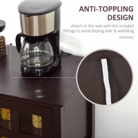 HOMCOM Coffee Bar Cabinet, Kitchen Cabinet with Adjustable Shelves, Glass Doors and 2 Drawers, Sideboard Buffet Cabinet for Living Room, Espresso(m-8)