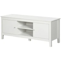 HOMCOM Modern TV Stand for TVs up to 55", TV Bench with Storage Cupboards and Shelves, 47.2" x 16.7" x 19.7", White(m-11)
