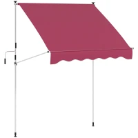 Outsunny 6.6'x5' Manual Retractable Patio Awning Sun Shelter Window Door Deck Canopy, Water Resistant UV Protector, Wine Red(m-11)
