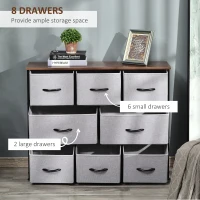 HOMCOM Dresser for Bedroom with 8 Drawers, 3-Tier Fabric Chest of Drawers, Tall Dresser Storage Tower with Steel Frame and Wooden Top for Closets, Nursery Room, Grey(m-4)