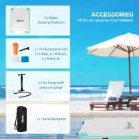 Outsunny 8' x 6' Water Floating Dock, Rafting Inflatable Island with Air Pump and Backpack for Pool, Beach, Ocean, Blue & Green(m-6)