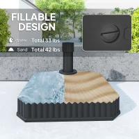 Outsunny Square Patio Umbrella Base Holder, Heavy Duty Outdoor Umbrella Stand Base, Filled Up to 42lbs with Stand or 33lbs with Water for Garden, Poolside, Black(m-4)