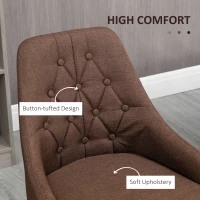 HOMCOM Modern Dining Chairs Set of 2, Button Tufted High Back Accent Chairs with Upholstered Seat, Steel Legs for Living Room, Kitchen, Study, Brown(m-5)