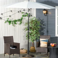 Outsunny 55 lbs Round Cement Patio Umbrella Base 21" Heavy Duty HDPE Parasol Umbrella Stand Holder with Rattan Design for Patio, Outdoor, Backyard, Bronze(m-4)