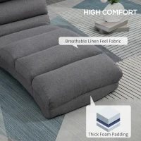 HOMCOM Folding Floor Chair with Back Support for Adult, 9-Position Lazy Sofa Chair with Adjustable Back, Backrest and Footrest for Reading, Gaming, Meditation, Soft Cushioned, Grey(m-5)