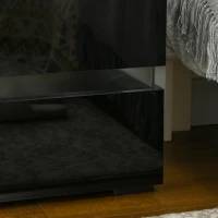 HOMCOM Modern Nightstand, Bedside Table with 2 Drawers, USB Powered RGB LED Lights, Remote for Bedroom, Black(m-10)
