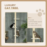 PawHut 4-Tier Floor to Ceiling Cat Tree Height Adjustable 87 -103 Inch(m-4)