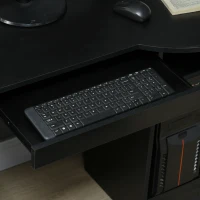 HOMCOM Computer Desk with Storage, Home Office Laptop Table with Shelves and Drawers, Modern Workstation Desk with Keyboard Tray for Study, Living Room, Black(m-9)