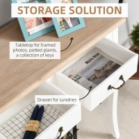 HOMCOM Entryway Console Table with 2 Convenient Storage Drawers, Tabletop for Display, and Vintage Design, White(m-5)