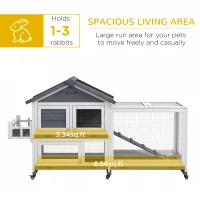 PawHut 65" Wooden Rabbit Hutch, Pet Playpen with Openable Roof & Storage Box for Rabbits and Small Animals, Gray(m-4)