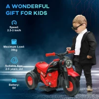 Qaba Electric Motorcycle for Kids, 6V Ride on Bubble Car with LED Headlight, Music, Pedal, for 2-5 Years Black(m-7)
