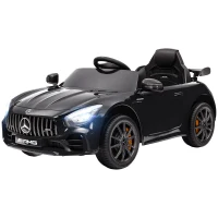 Qaba Mercedes-Benz AMG GTR Licensed 12V Battery Powered Kids Electric Car w/ Remote, Soft Start, Lights, Music Horn, Black(m-2)