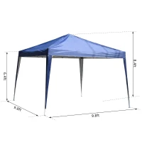 Outsunny 10' x 10' Easy Pop Up Canopy Gazebo Party Tent Shelter - Blue(m-3)
