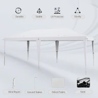 Outsunny 10' x 19' Pop Up Tent Garden Outdoor Party Tent Easy Set Up Gazebo Canopy Market Event Sunshade White(m-6)
