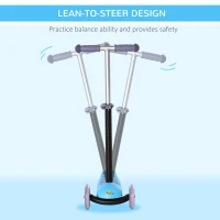 Qaba 3-in-1 Kids Scooter Sliding Walker Push Car 3 Wheels Height Adjustable with Removable Storage Seat Ride on Toy for 2-6 years Light Blue(m-5)