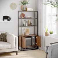 HOMCOM Storage Cabinet with 3 Open Shelves Cupboard Freestanding Tall Organizer Multifunctional Rack for Livingroom Bedroom Kitchen Rustic Brown(m-8)