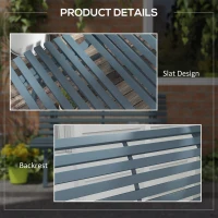 Outsunny Outdoor Bench Patio Bench, Aluminum Lightweight Park Bench with Slatted Seat for Lawn, Park, Deck, Blue(m-6)