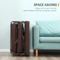 HOMCOM Rollaway Bed, Folding Bed with 3.25" Mattress, Portable Foldable Guest Bed with Adjustable Backrest, Steel Frame and Wheels, Brown(m-5)