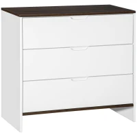HOMCOM Chest of Drawers, 3 Drawer Dresser with Cut-out Handles, Drawers Unit with Storage for Living Room, White(m-2)
