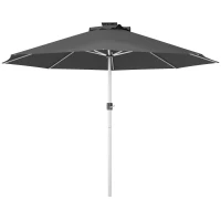 Outsunny LED Patio Umbrella, Lighted Deck Umbrella with 4 Lighting Modes, Solar & USB Charging, Charcoal Grey(m-11)