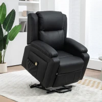 HOMCOM Lift Chair for Seniors, PU Leather Upholstered Electric Recliner Chair with Remote, Side Pockets, Quick Assembly, Black(m-1)