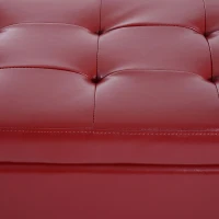 HomCom 44" Tufted Faux Leather Ottoman Storage Bench With Shoe Rack- Crimson Red(m-9)