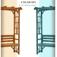 Outsunny Patio Wooden Bench, Outdoor Bench for Vines/Climbing Plants, Brown(m-6)