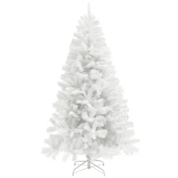 HOMCOM 9ft Unlit Artificial White Christmas Tree, Holiday Décor with 2132 Branch Tips, Auto Open and Steel Base(m-1)