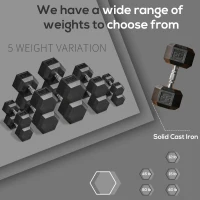 Soozier 2 x 45lbs Hex Dumbbell Set of 2, Rubber Weights Exercise Fitness Dumbbell with Non-Slip Handles, Anti-roll, for Women or Men Home Gym Workout(m-8)