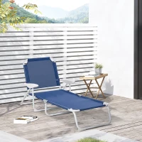 Outsunny Outdoor Sun Lounger, Folding Chaise Lounge with 4-level Adjustable Backrest, Blue(m-8)