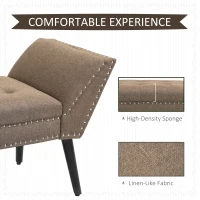 HOMCOM Modern Button Tufted Sitting Bench, Accent Fabric Upholstered Ottoman for Bedroom or Living Room, Brown(m-6)