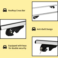 HOMCOM 2pc Roof Rack Car Roof Top Lockable Aluminum Cross Bars Adjustable Baggage Luggage Carrier, Silver (53")(m-7)