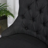 HOMCOM Swoop Air Linen Fabric Dining Chair Set of 2 with Nailhead Trim and Wood Legs, Dark Grey(m-9)