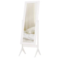 HOMCOM Full Length Mirror, Free Standing Full Body Mirror with Rectangular Frame, Adjustable Angle for Dressing Room, Bedroom, Living Room, White(m-11)