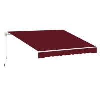 Outsunny 11' x 10' Retractable Awning Fabric Replacement Outdoor Sunshade Canopy Awning Cover, UV Protection, Wine Red(m-11)