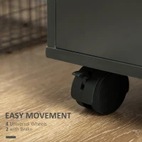 HOMCOM Lateral Filing Cabinet, 5-Drawers File Cabinet with Door and Adjustable Shelf, Mobile Office Storage Cabinet on Wheels, Printer Stand for Home Office, Black(m-5)