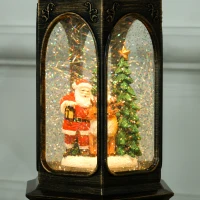 HOMCOM Musical Christmas Snow Globe Lantern, Battery Operated Lighted Snow Globe with Glitter for Holiday or Gift, Bronze(m-7)