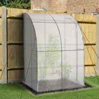 Outsunny 5' x 4' x 7' Outdoor Lean-to Walk-in Garden Greenhouse with Roll-Up Door Hot House for Plants Herbs Vegetables, White(m-1)