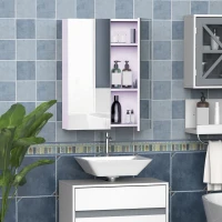 HOMCOM Wall Mount Medicine Cabinet with Mirror, Bathroom Mirror Cabinet Storage Organizer with Adjustable Shelf, Double Door Cupboard, Soft Closing, 23.5" x 29.5", Light Lilac(m-1)