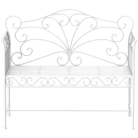 Outsunny 43" Garden Bench, Outdoor Patio Bench with Armrests, Metal Porch Bench for Backyard, Poolside, Lawn, Cream White(m-11)