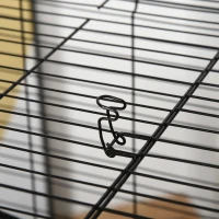 PawHut Small Animal Cage Ferret Cage with Wheels Hammocks Tunnels and 3 Doors Black(m-10)