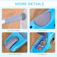 Qaba 3-in-1 Kids Scooter Sliding Walker Push Car 3 Wheels Height Adjustable with Removable Storage Seat Ride on Toy for 2-6 years Light Blue(m-7)