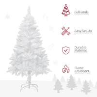 HOMCOM 4ft Artificial Christmas Tree with Pine Realistic Branches, Auto Open, for Indoor Decoration, White(m-4)