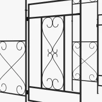 Outsunny 7.6FT Metal Garden Arch with Gate, Garden Arbor Trellis for Climbing Plants, Roses, Vines, Wedding Arch, Black(m-9)